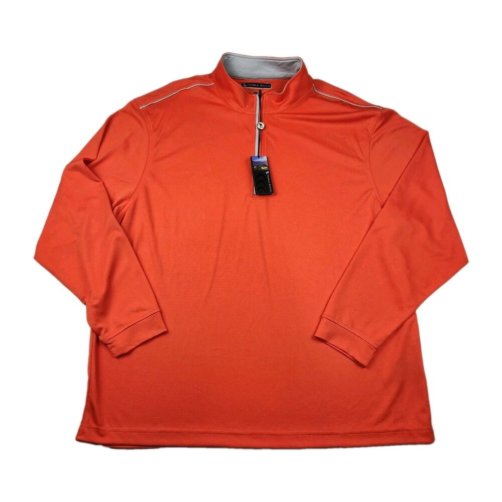 Pebble Beach Dry-Luxe Pullover Men XL Orange 1/4 Zip Performance Golf Active NWT
